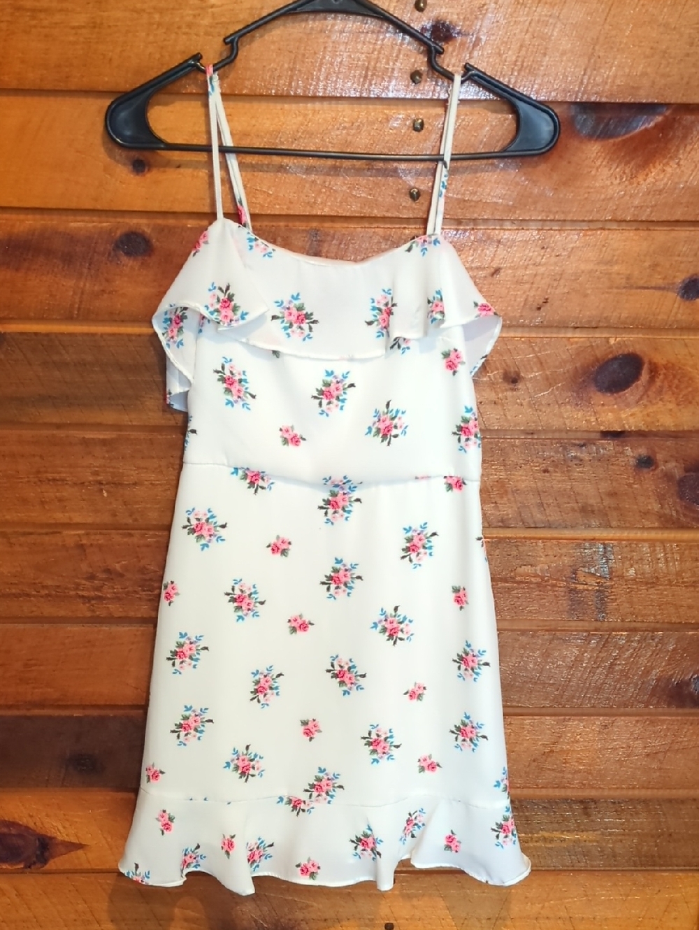 Trixxi White Floral Ruffle Mini Dress